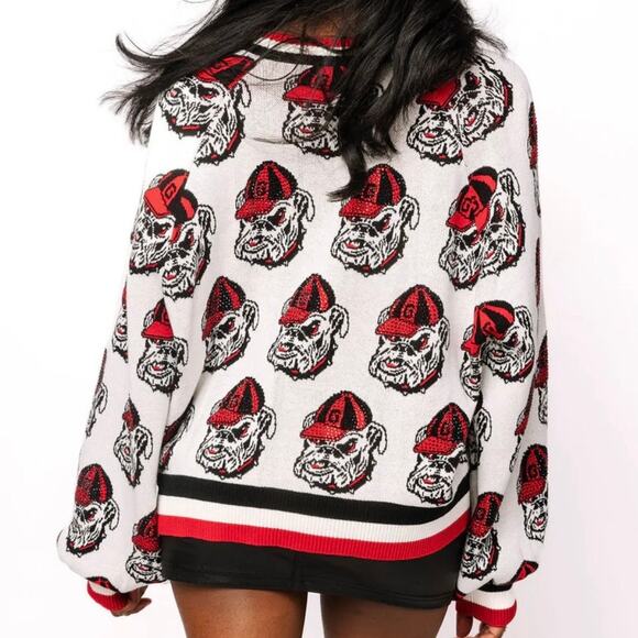 Queen of Sparkles Georgia Bulldogs Mascot Rhinestone Knit Cardigan S - Picture 11 of 11